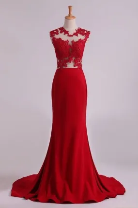 2024 Red Scoop Mermaid Prom Dresses PZSFA2LT