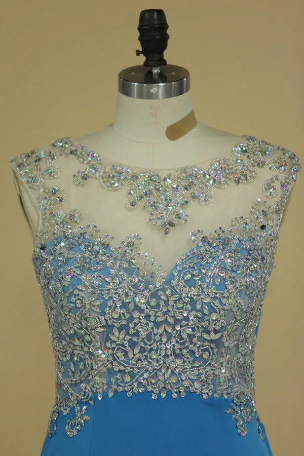 2024 Scoop Mermaid Prom Dresses Beaded Bodice Sweep PSB575RD