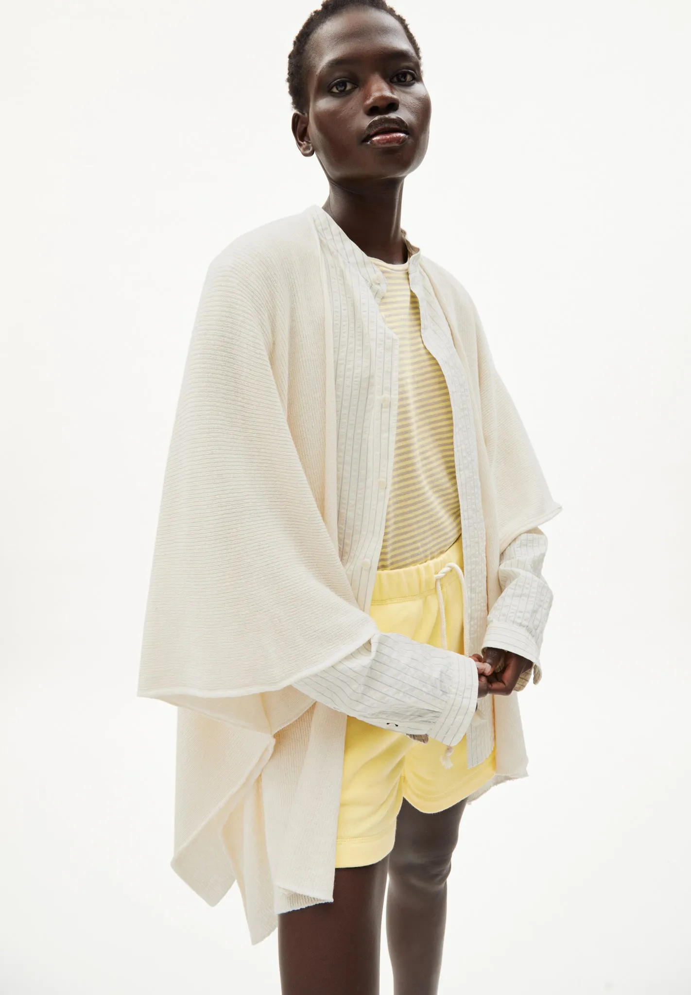 Alvaa Knitted Cardigan Recycled Off-White Linen Mix L/XL