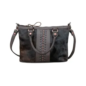 American West Cow Town Brindle Hair-On Leather Small Satchel Bag