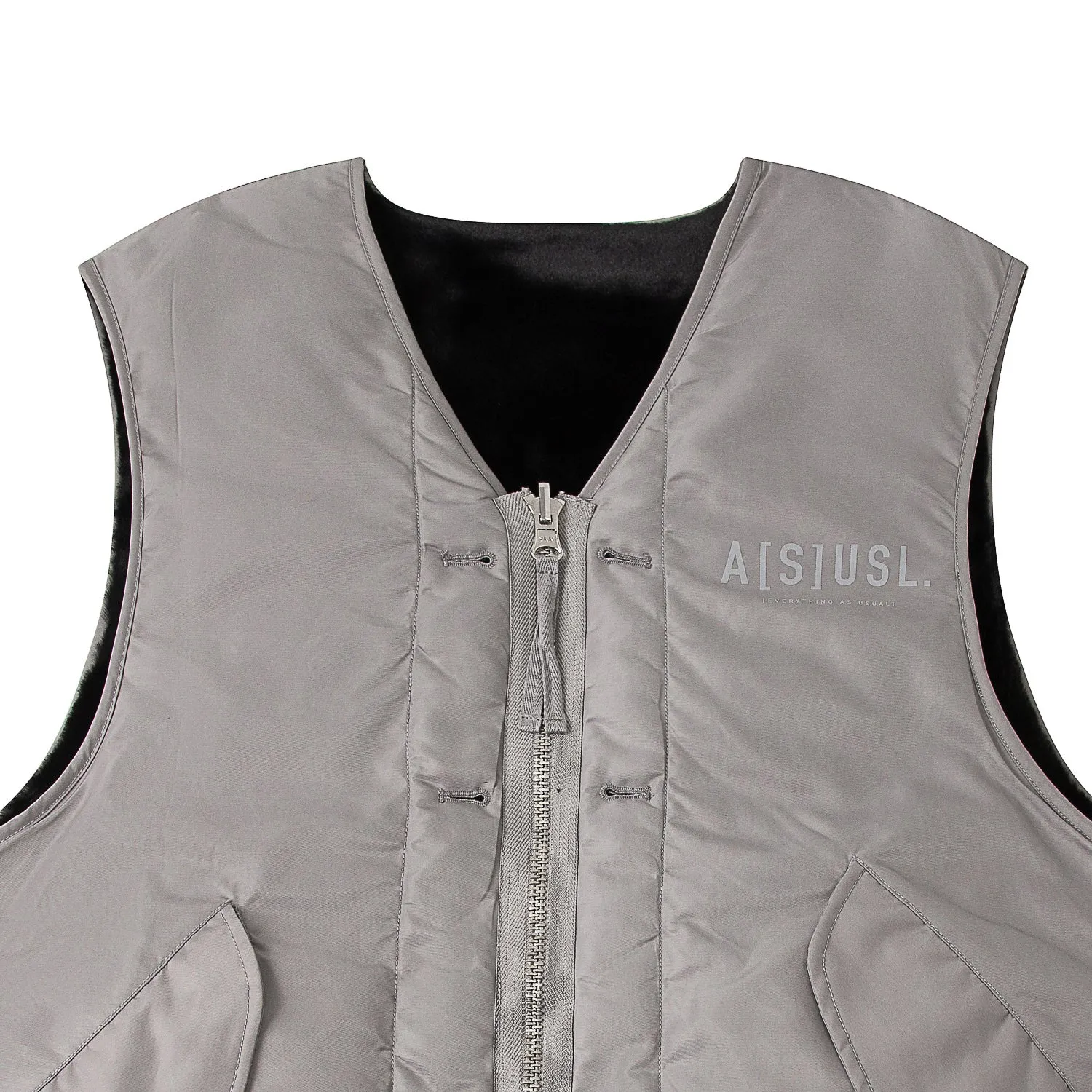 A[S]USL REVERSIBLE MILITARY VEST-SLIVER/BLACK