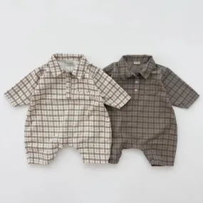 Baby Boys Checked Rompers Wholesale 23082876