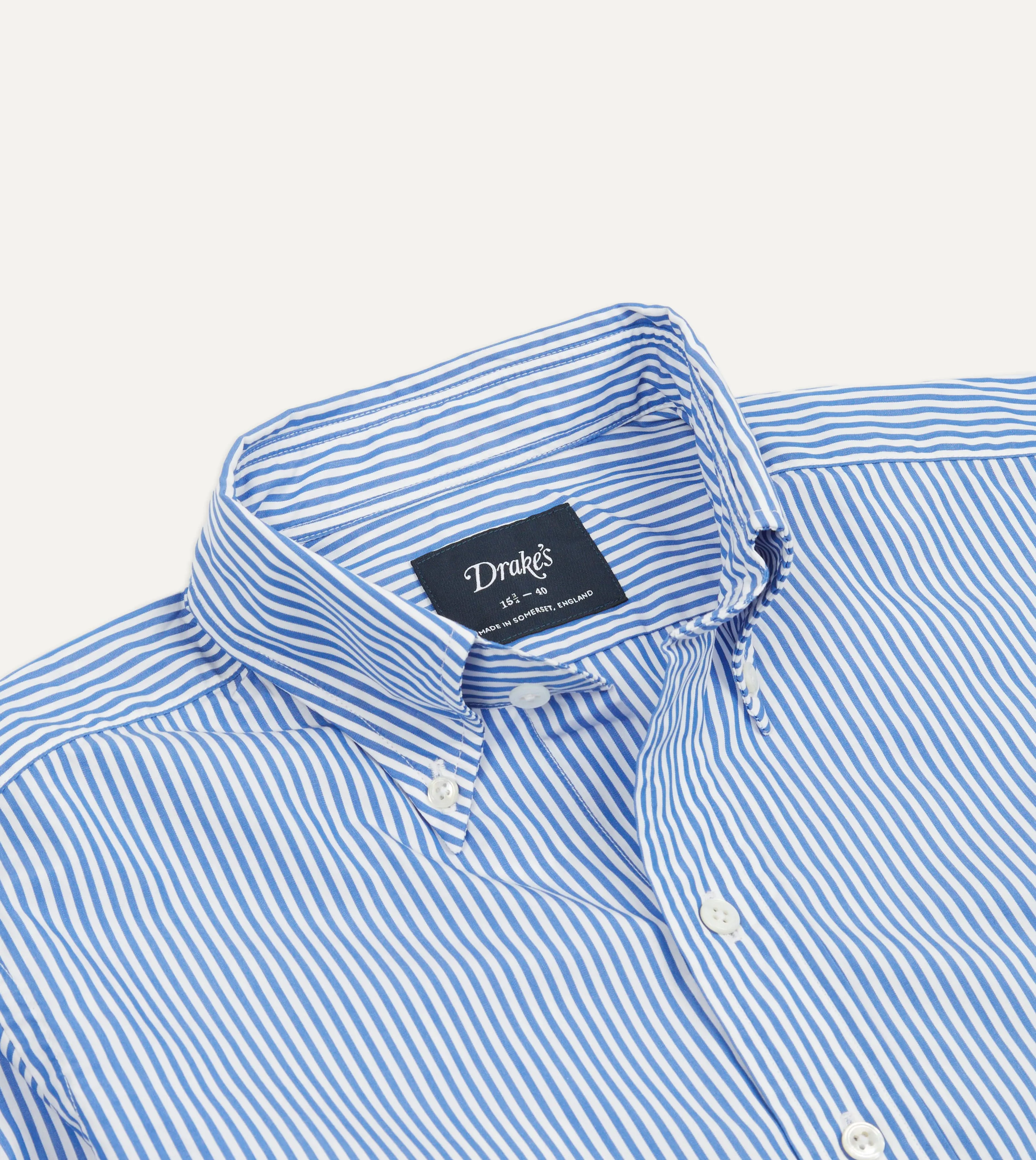 Blue Bengal Stripe Cotton Poplin Button-Down Shirt