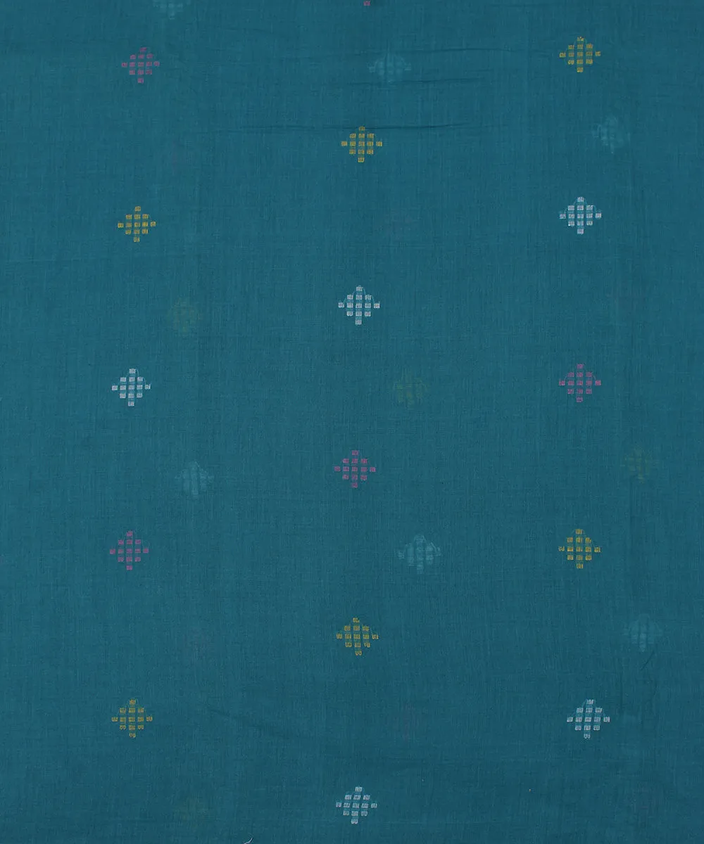 Blue handwoven jamdani cotton fabric