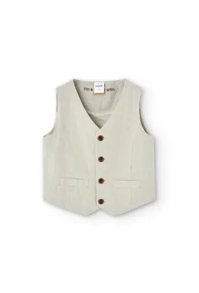 Boboli linen waistcoat for boys and girls 736141-7372 stone