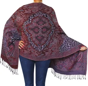 Boiled Wool Jamawar Shawl Scarves Womens Indian Clothing (76 x 28 inches)