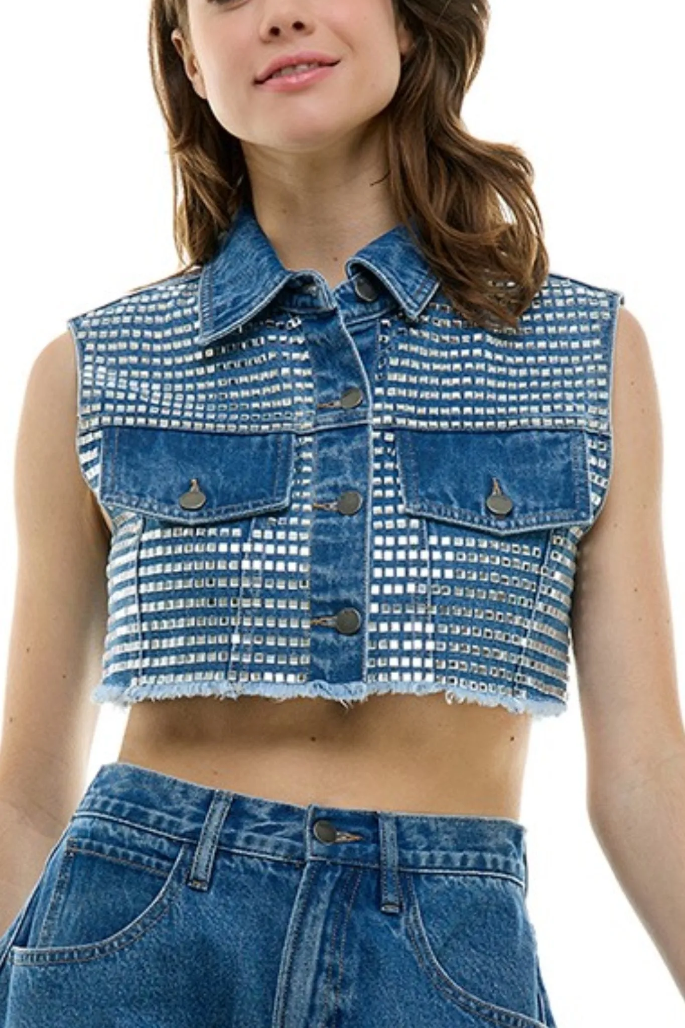 Brittany denim crop vest