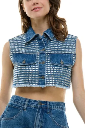 Brittany denim crop vest