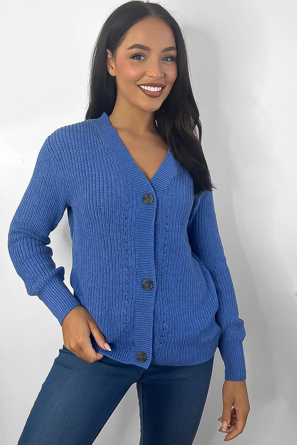 Buttoned Down Ribbed Knit Placket Cardigan