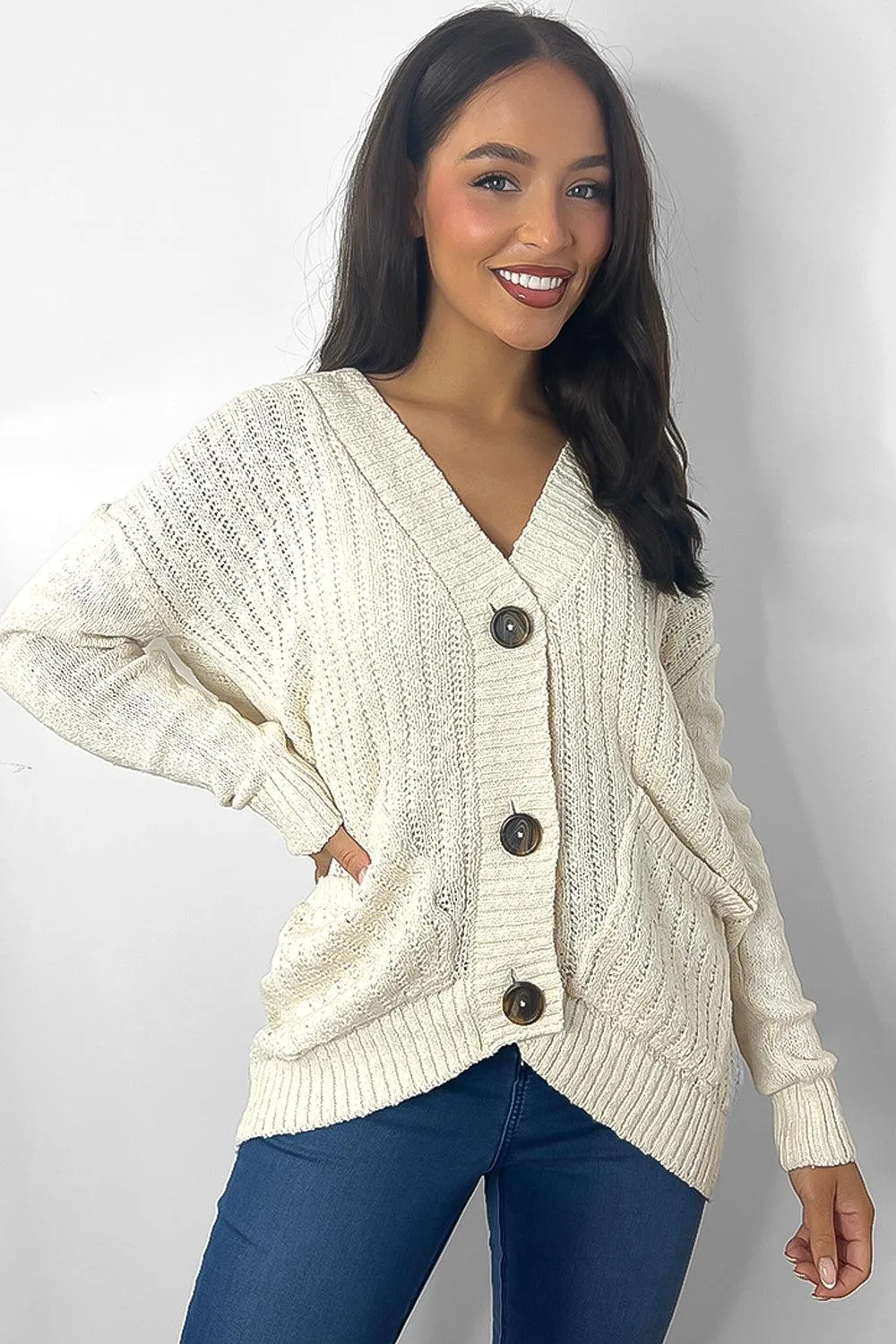 Buttoned Down Ribbed Knit Placket Cardigan