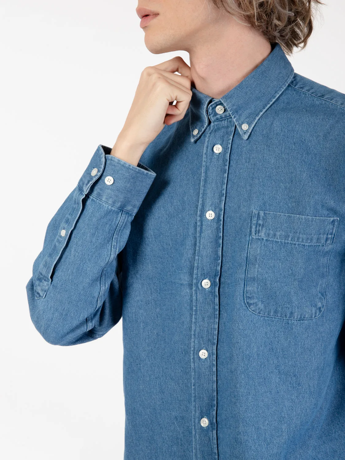 Camicia Mercer button down blue indigo