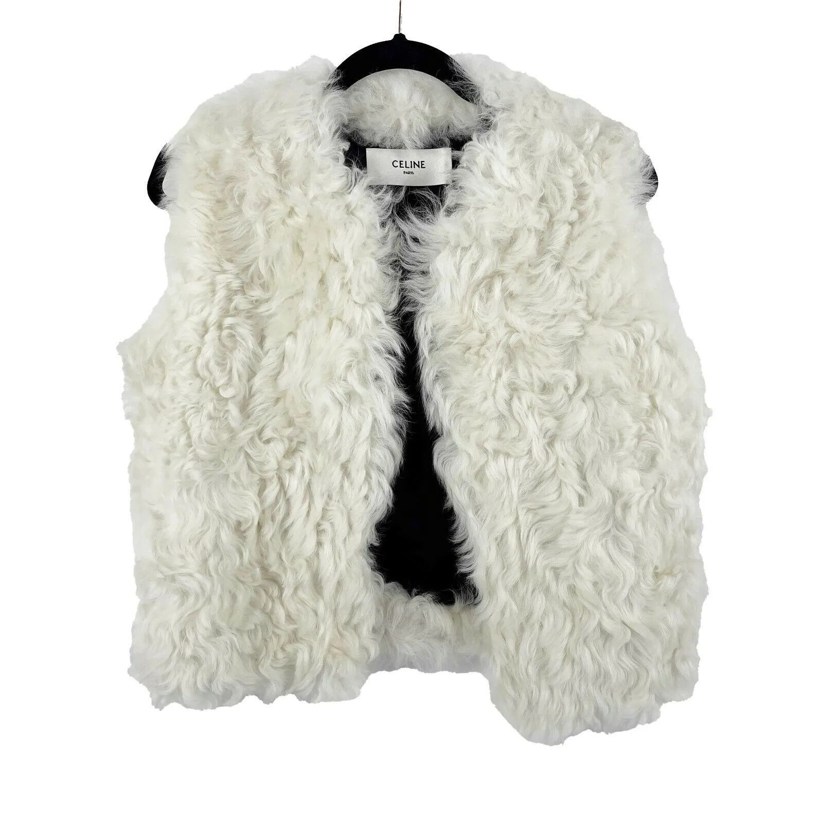 Celine - 2020 Shearling Vest Jacket Waistcoat - Ivory - 34 US 2 XS