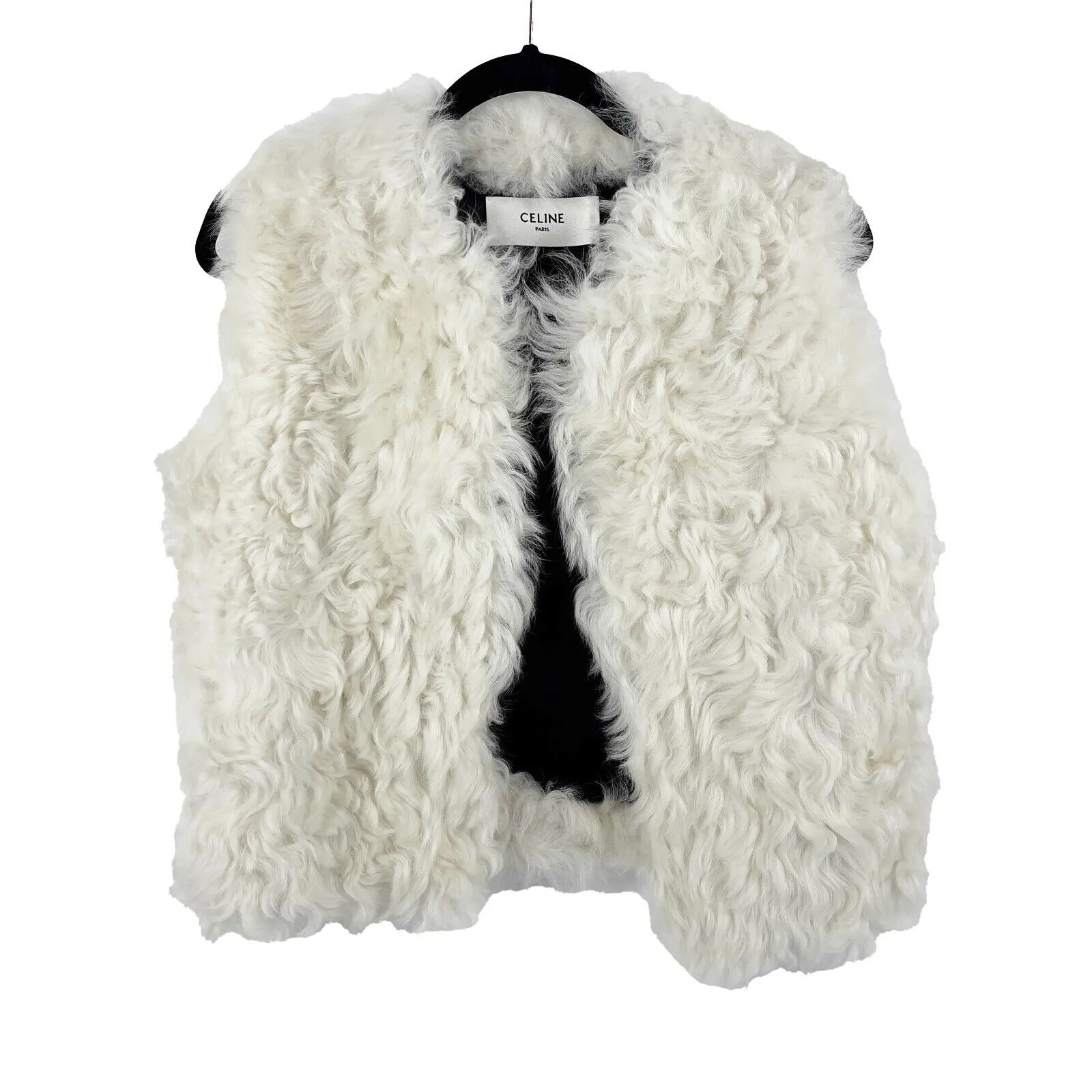 Celine - 2020 Shearling Vest Jacket Waistcoat - Ivory - 34 US 2 XS