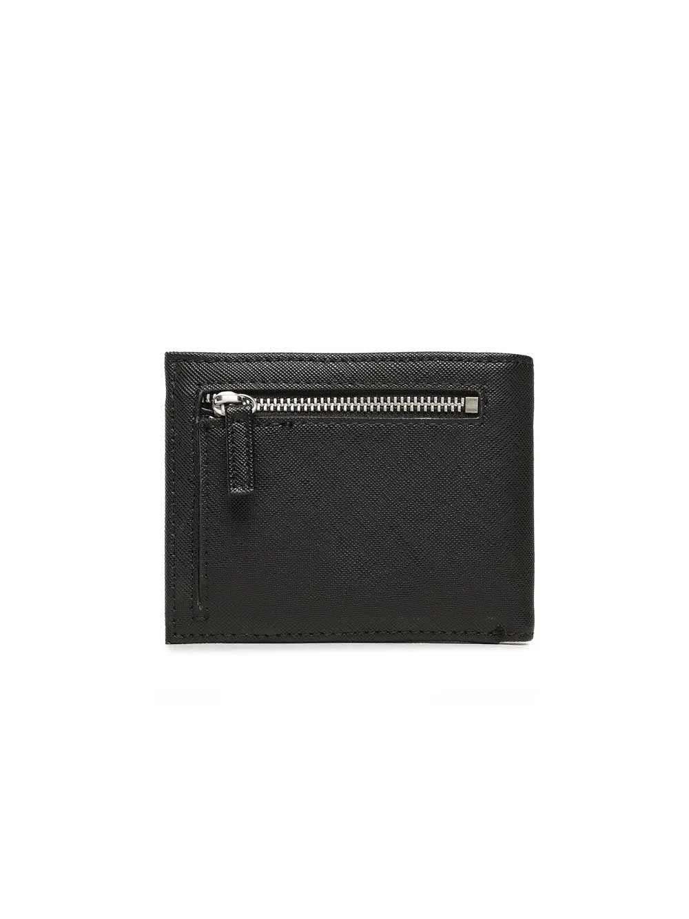 Certosa Saffiano Billfold E Outer Zipper - Black