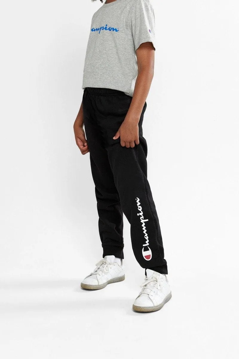 CHAMPION JUNIOR SCRIPT BLACK TRACKPANTS