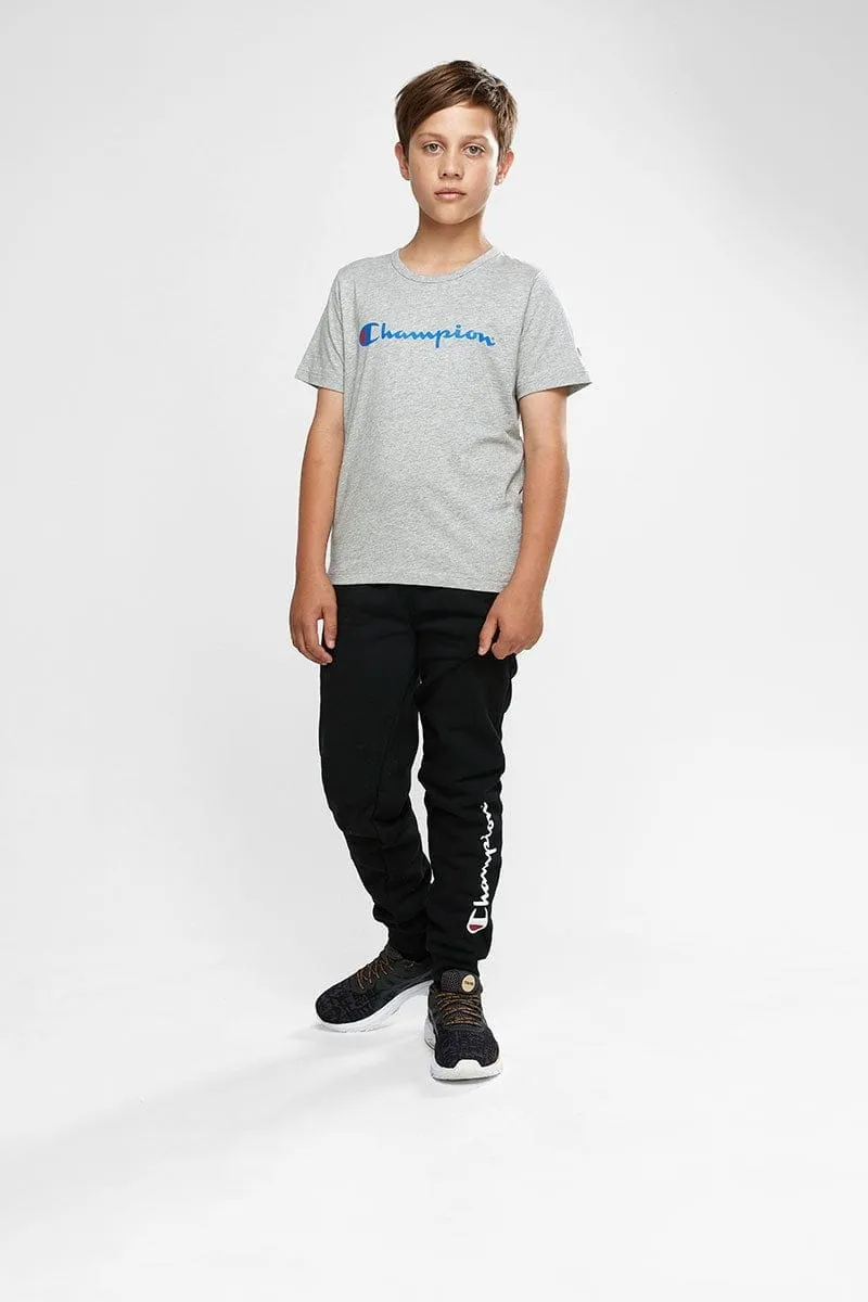 CHAMPION JUNIOR SCRIPT BLACK TRACKPANTS