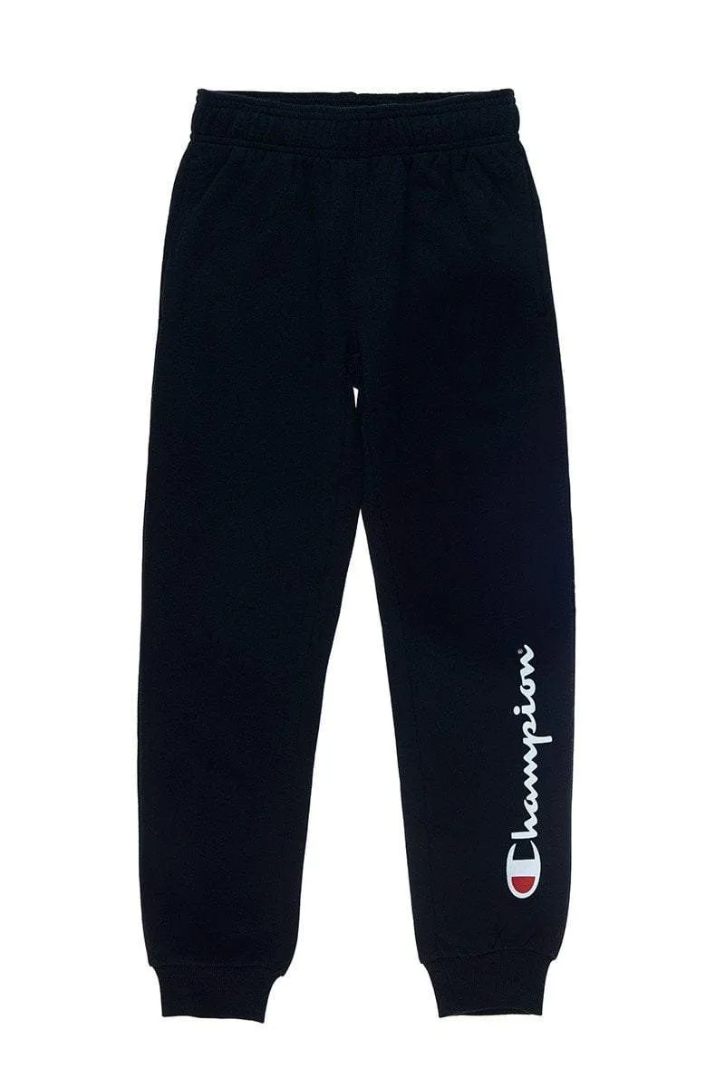 CHAMPION JUNIOR SCRIPT BLACK TRACKPANTS