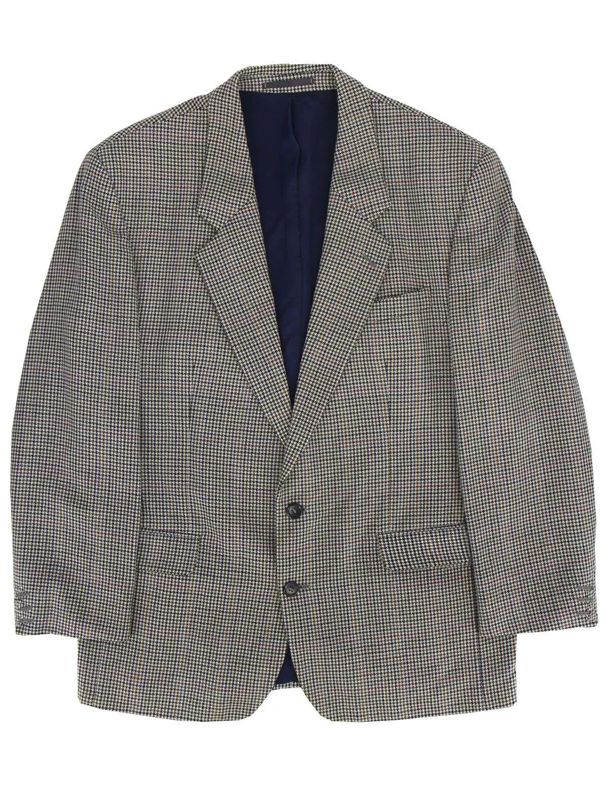 Colourful Houndstooth Pure Wool Vintage Blazer