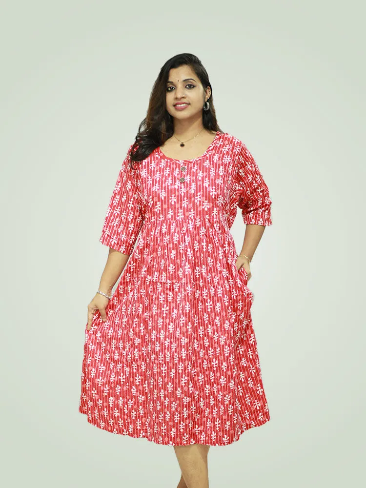 Cotton Printed Women's Feeding Nighty with Concealed Zipper - only 499/-