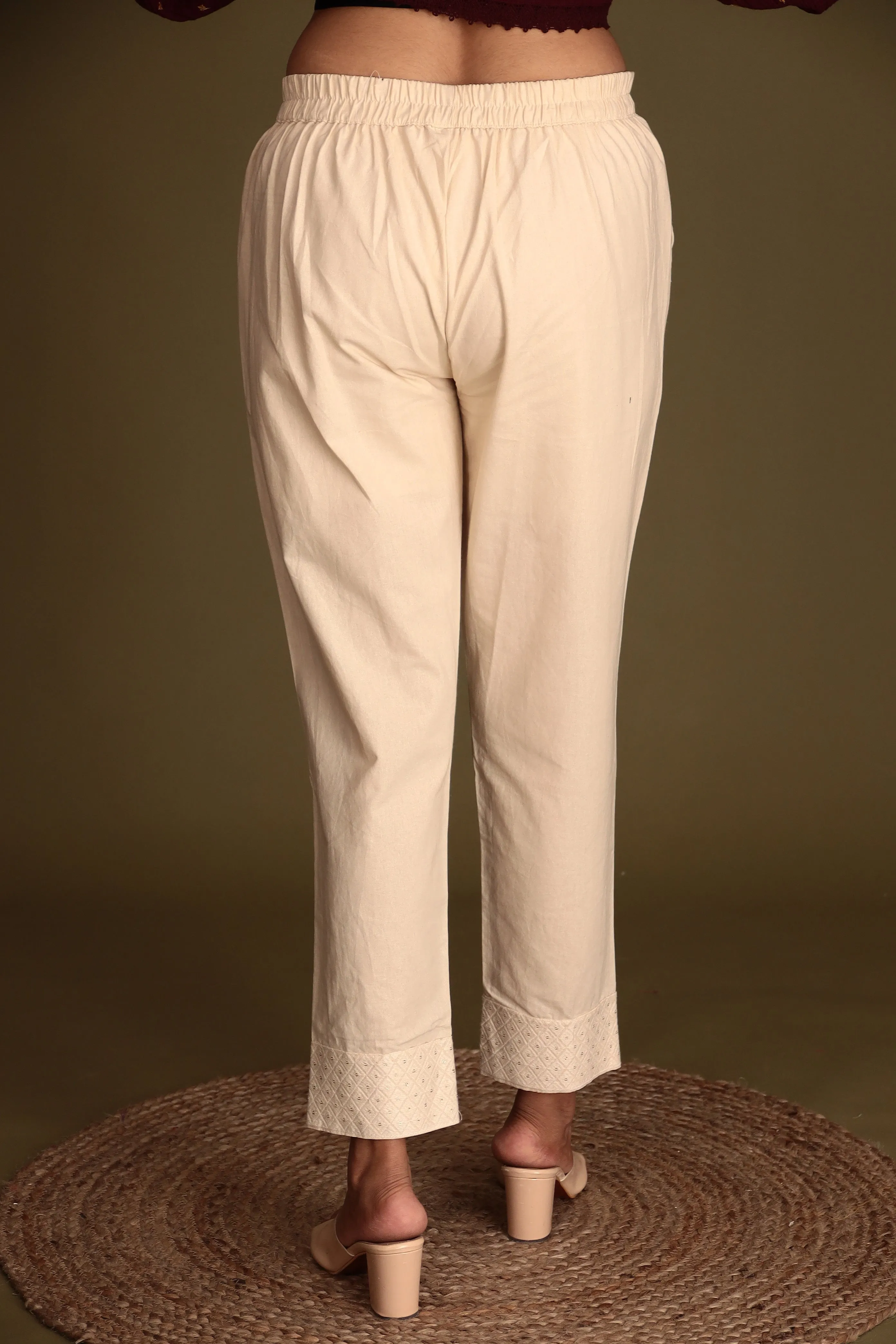 Cotton Woven Pant with Embroidered Work