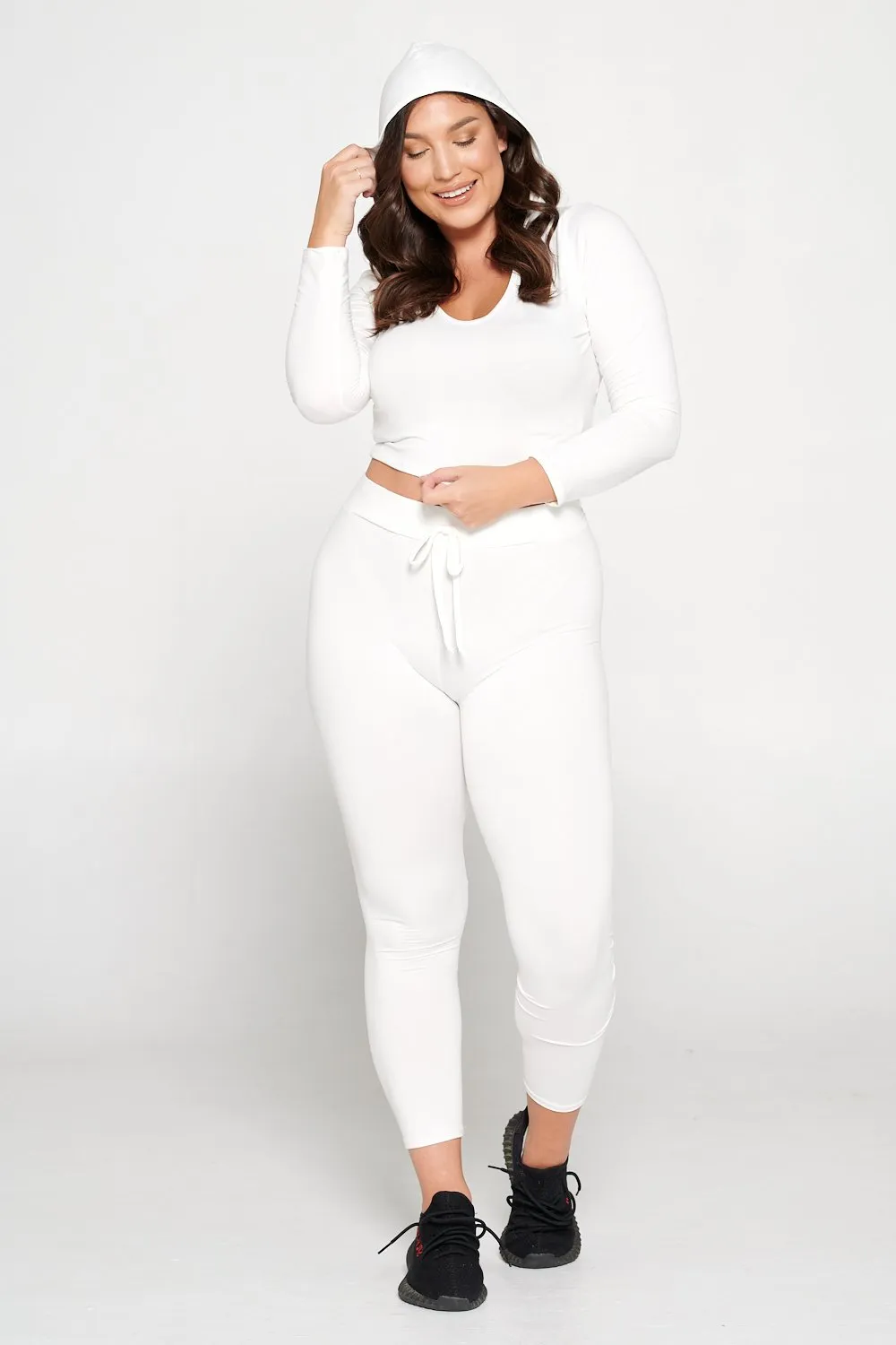 Crop Pullover Hoodie and Sweatpants Set