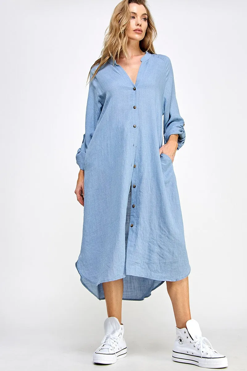 Denim Blue KC Button Down Dress