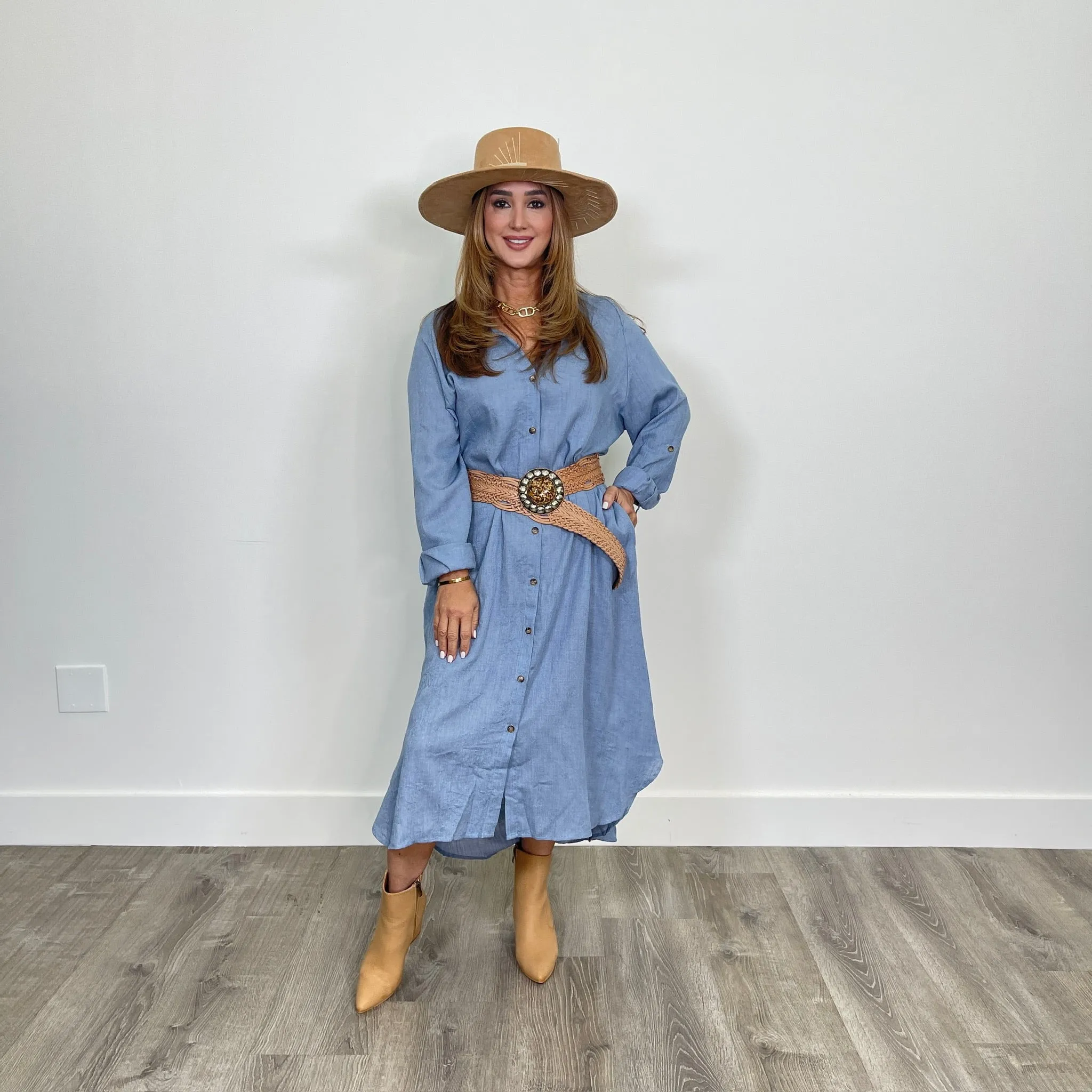 Denim Blue KC Button Down Dress