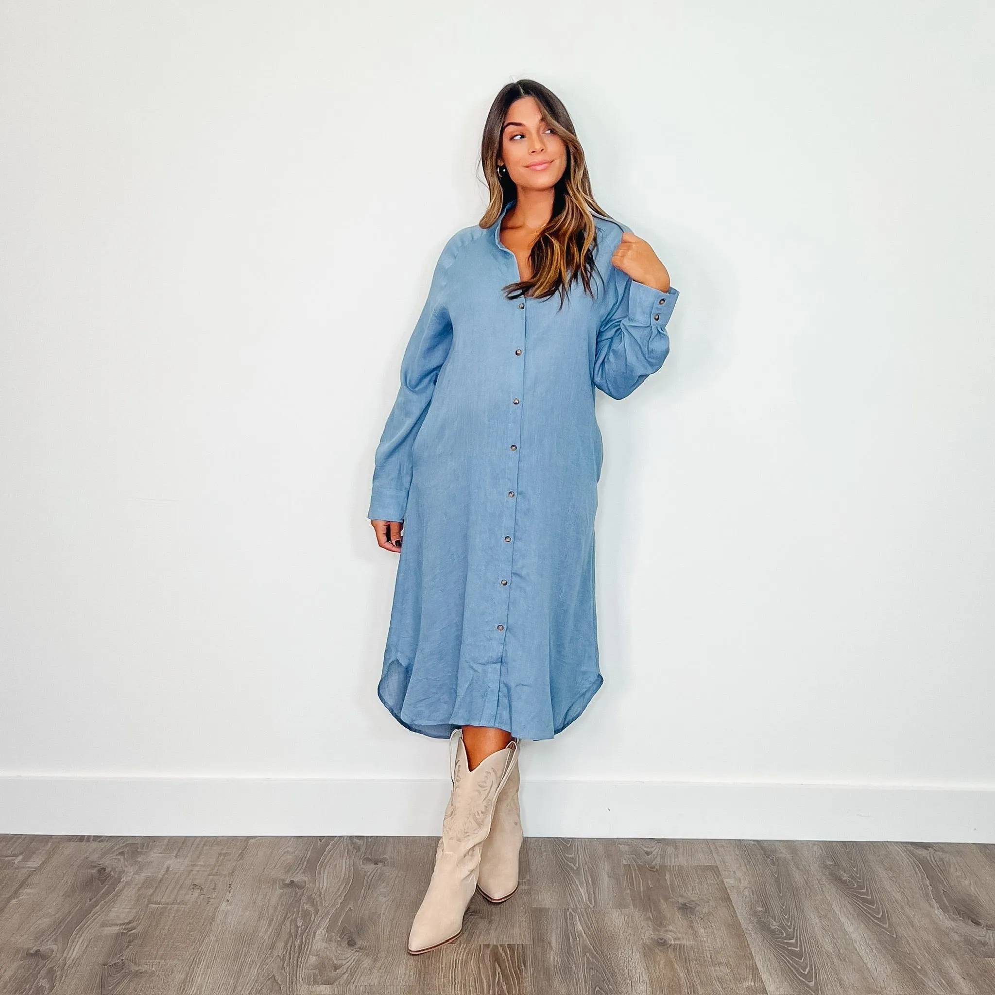 Denim Blue KC Button Down Dress