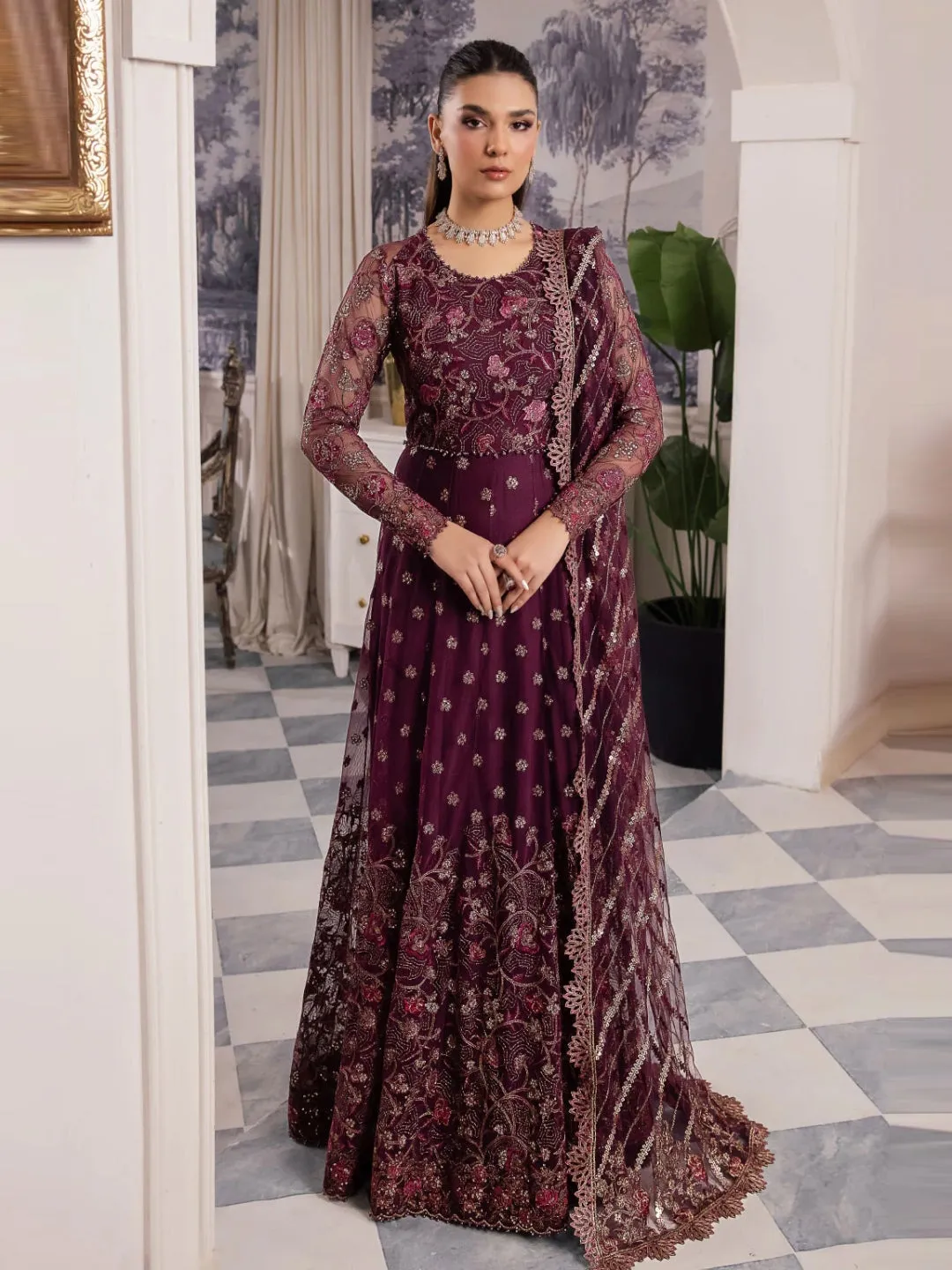 Designer Embroidered Net