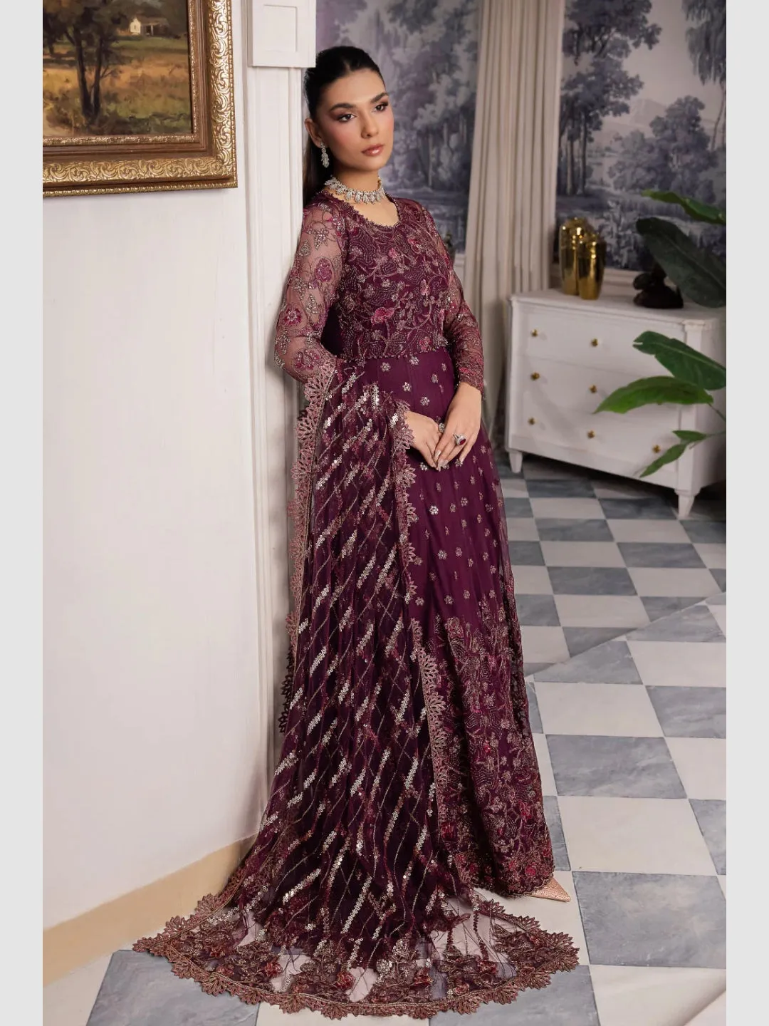 Designer Embroidered Net