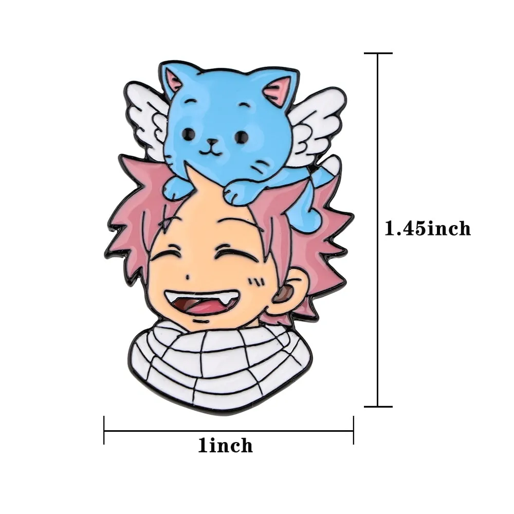 FAIRY TAIL Enamel Pin Anime Pins Natsu Happy Anime Accessories High Quality