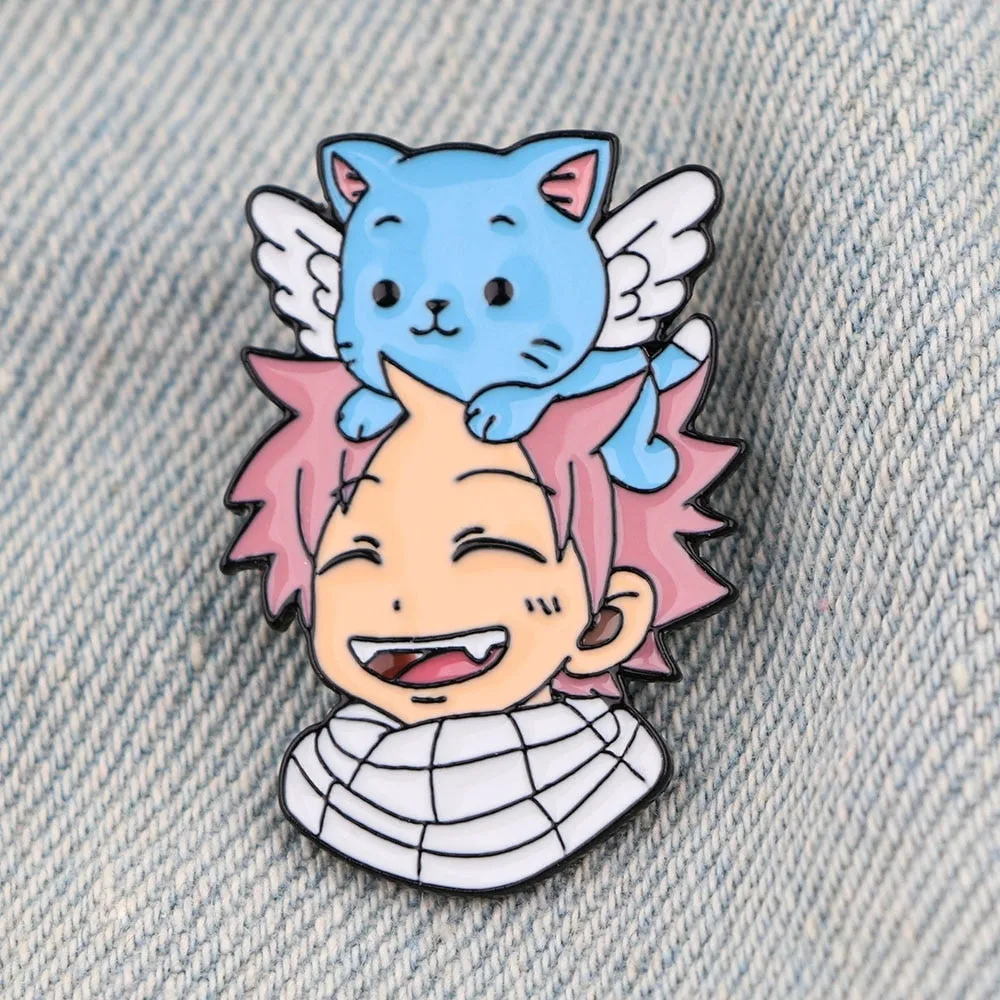 FAIRY TAIL Enamel Pin Anime Pins Natsu Happy Anime Accessories High Quality