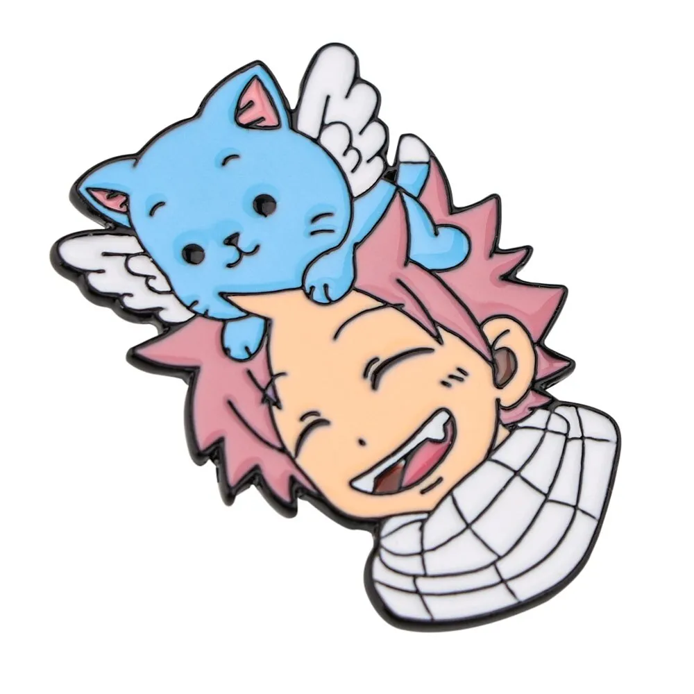 FAIRY TAIL Enamel Pin Anime Pins Natsu Happy Anime Accessories High Quality