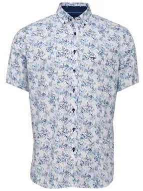 FYNCH HATTON Summer Print Short Sleeve Shirt/Blue Flowers