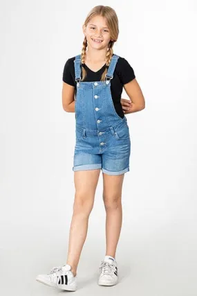 Girls Button Down Cuffed Denim Shorts-Alls