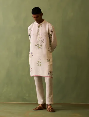 Hachi Botanical Linen Kurta Set - Ivory