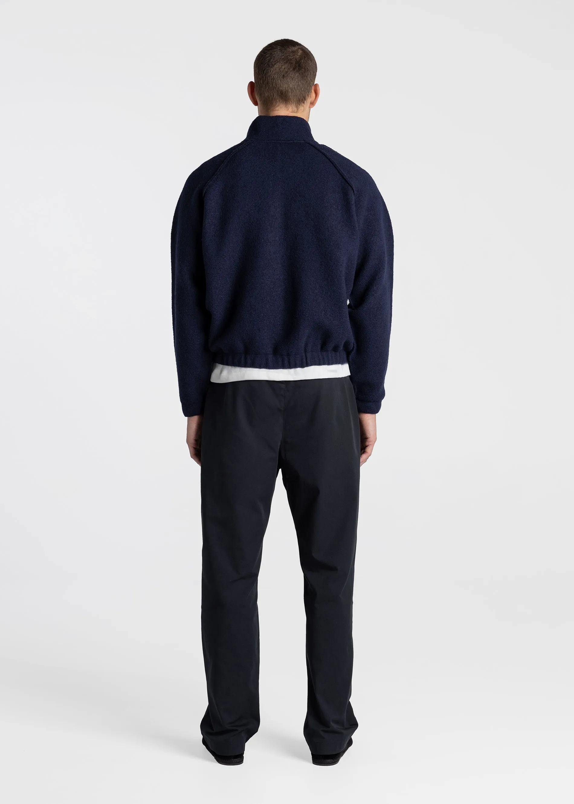 Half Zip Sweater Boiled Wool - Navy