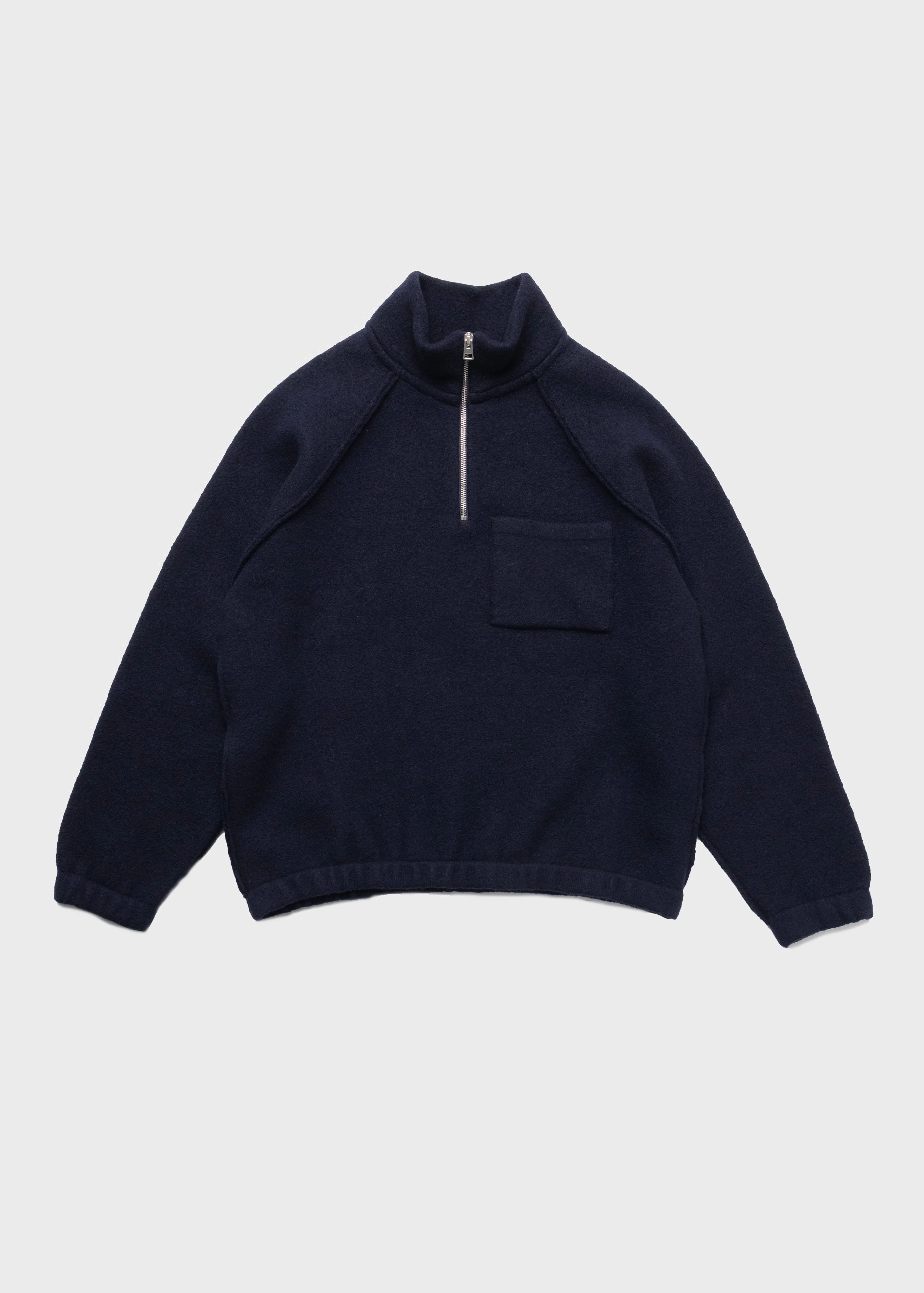 Half Zip Sweater Boiled Wool - Navy