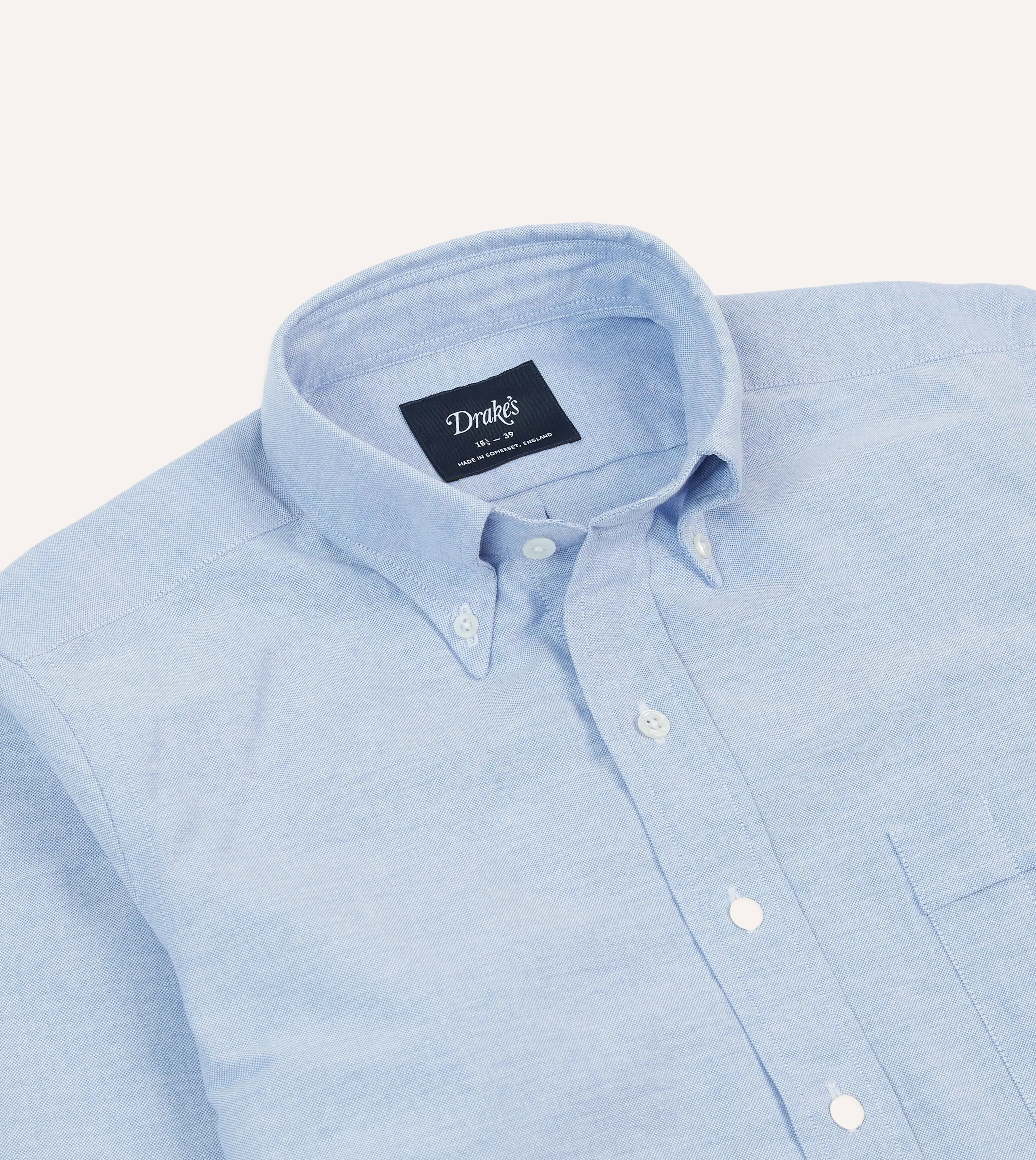 Ice Blue Cotton Oxford Cloth Button-Down Shirt