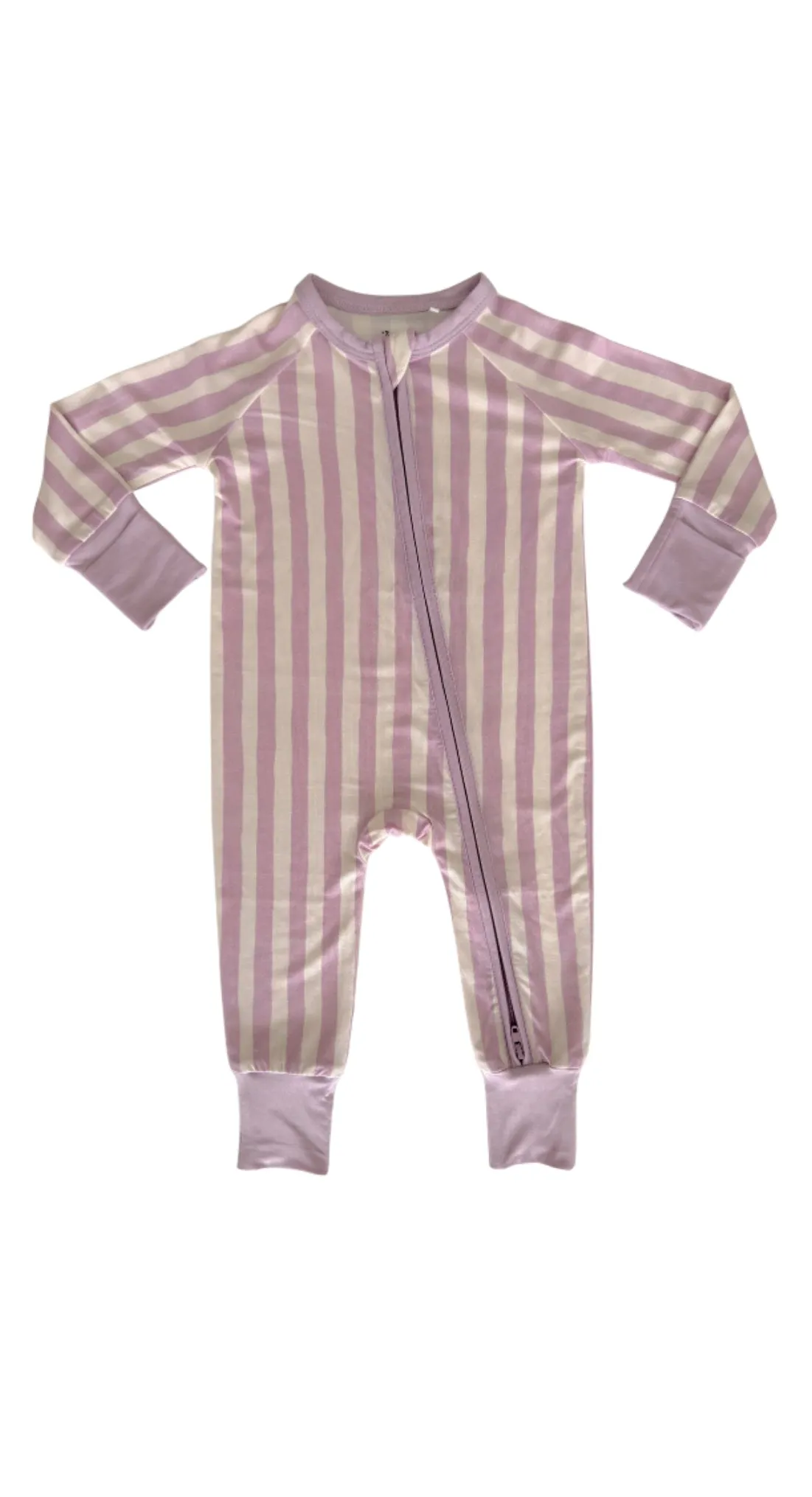 In My Jammers Purple Stripe Zipper Romper