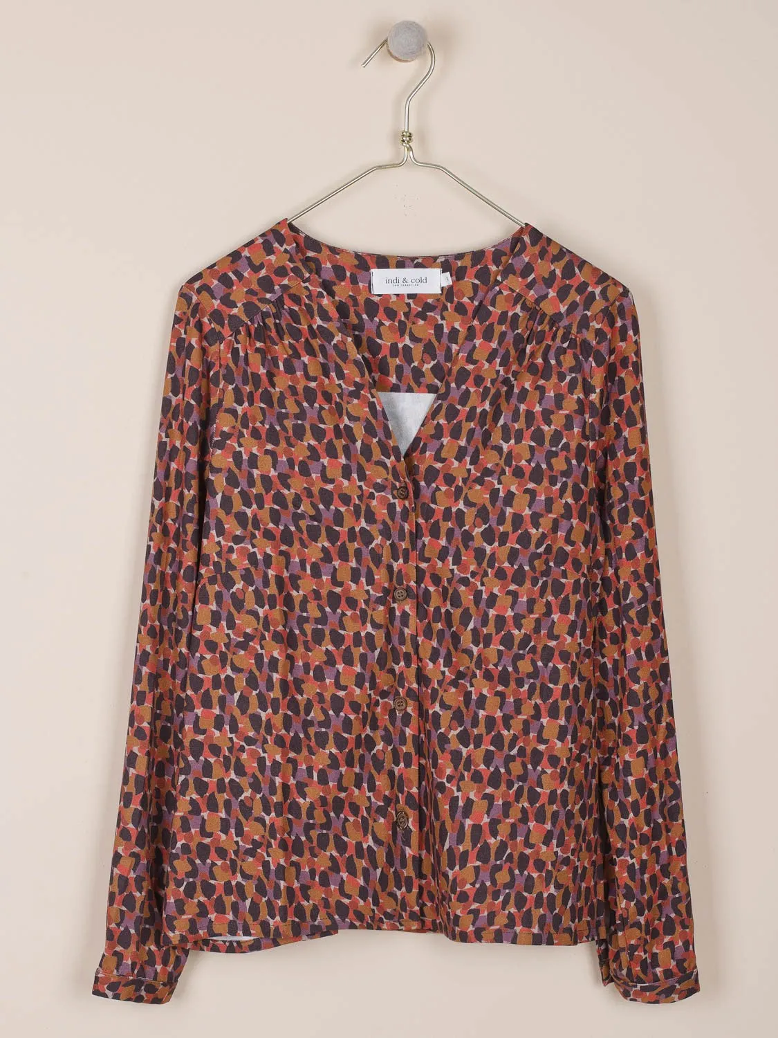 Indi & Cold Printed Stretch Blouse in Pumpkin