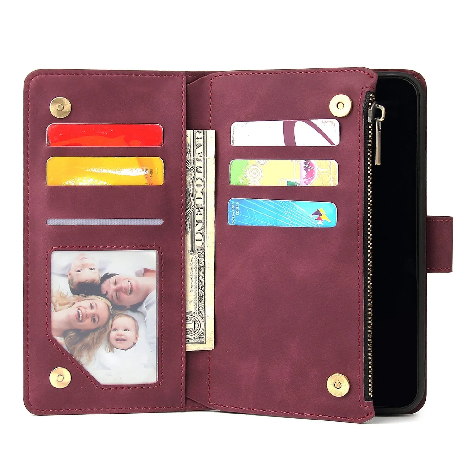 INSTOCK - iPhone zipper mobile phone multi-card wallet leather