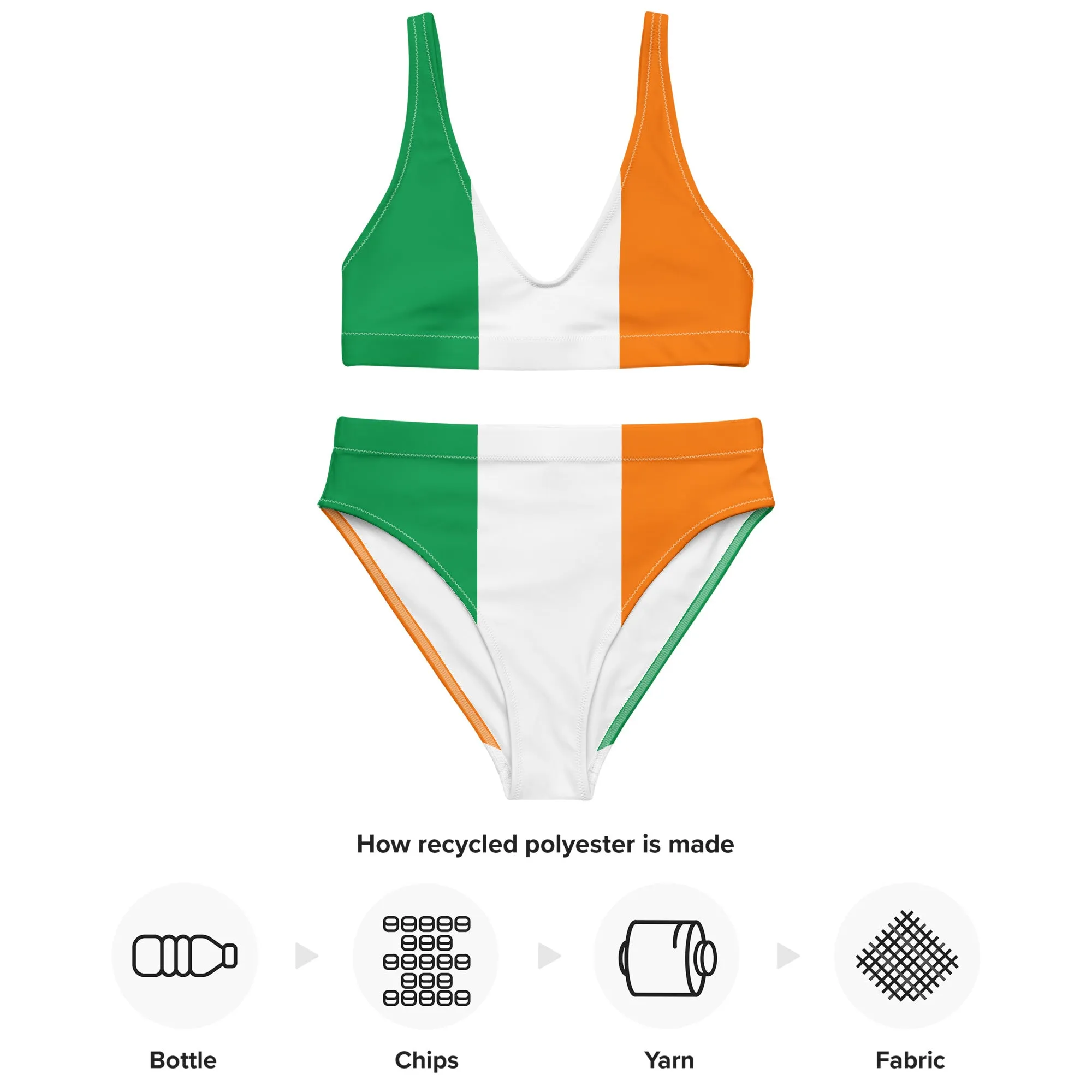 Irish Bikini / Swimsuit With Colors Of The Irish Flag / Recycled Polyester Clothing