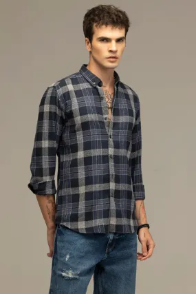 Lane Grid Navy Checks Shirt