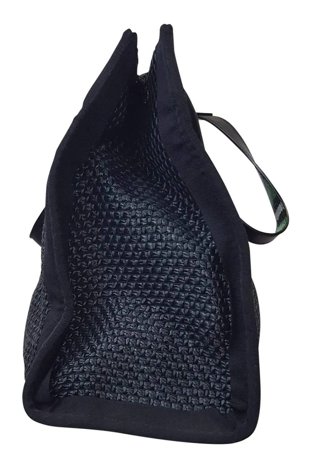 LANVIN Large Woven Black Straw Tote Bag