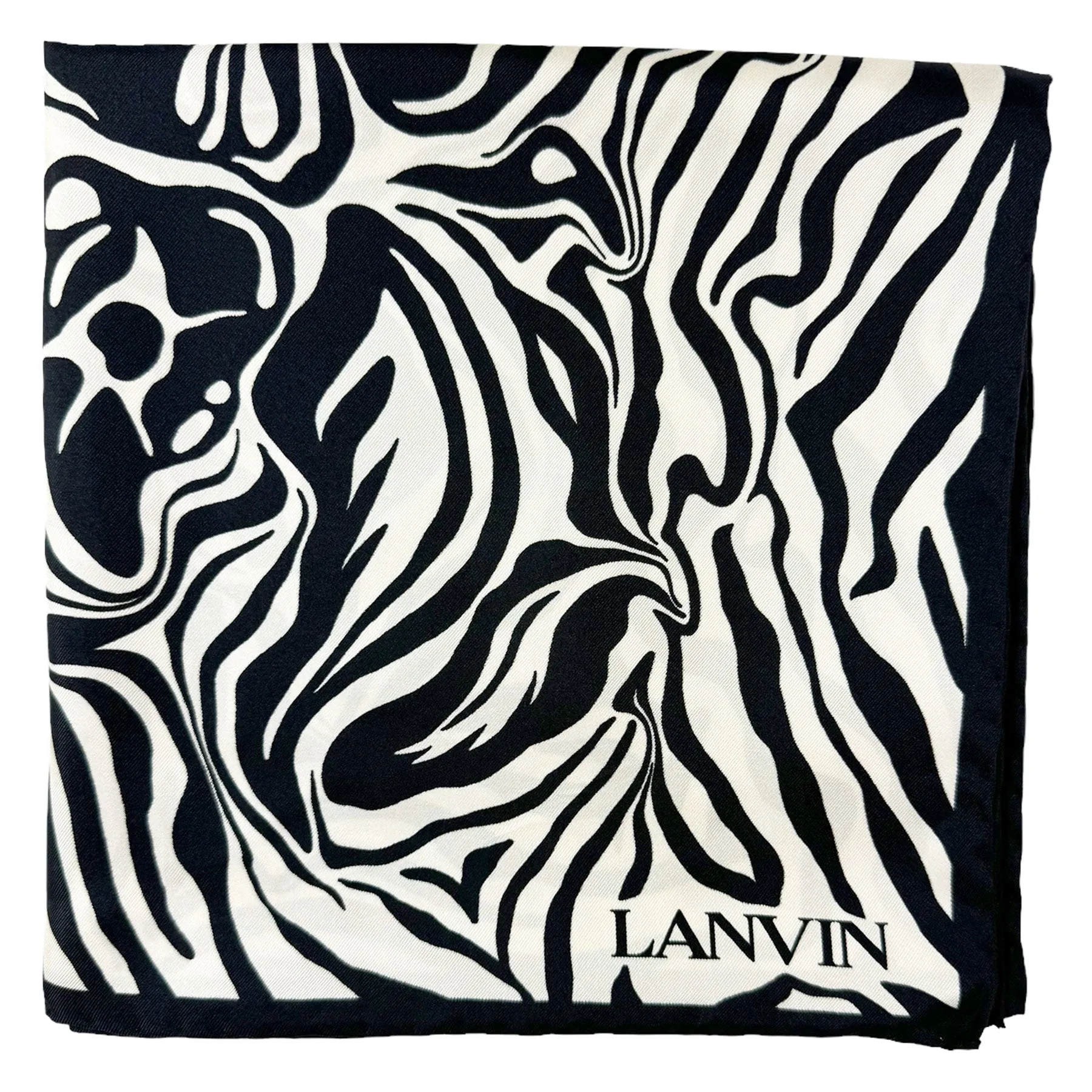 Lanvin Scarf Black White Flowers Design - New 2024 Collection