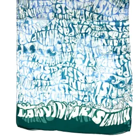 Lanvin Scarf Blue Ocean Green Logo Beach Design - Chiffon Silk Shawl FINAL SALE