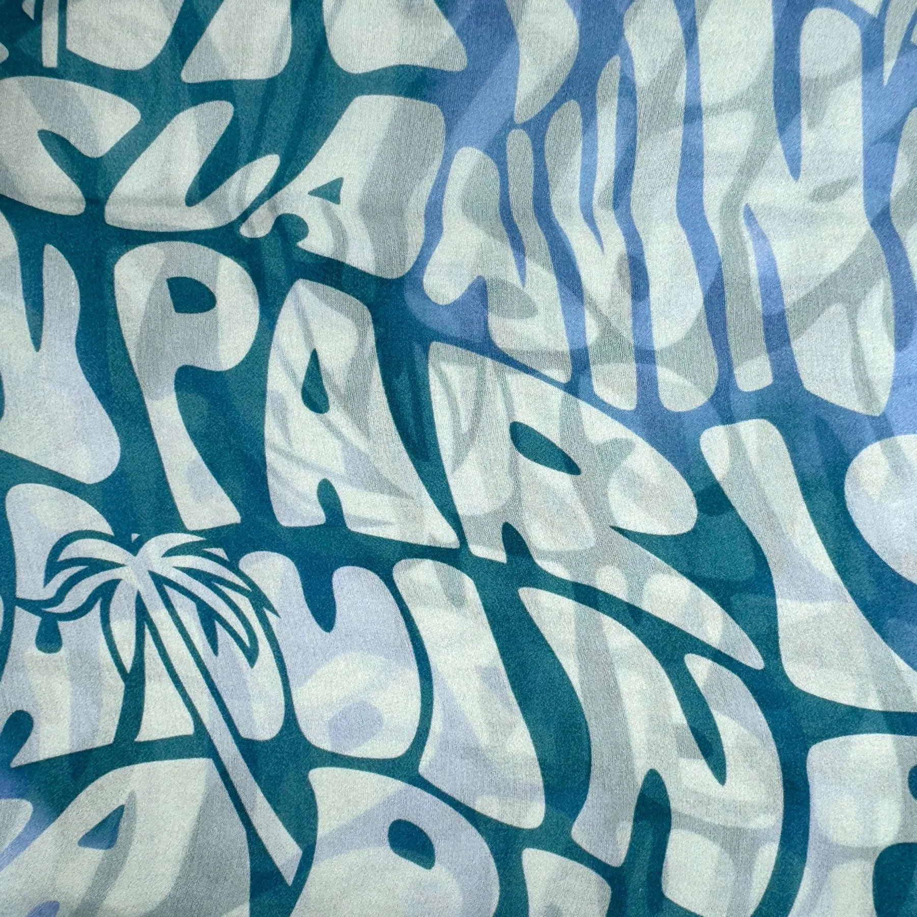 Lanvin Scarf Blue Ocean Green Logo Beach Design - Chiffon Silk Shawl FINAL SALE