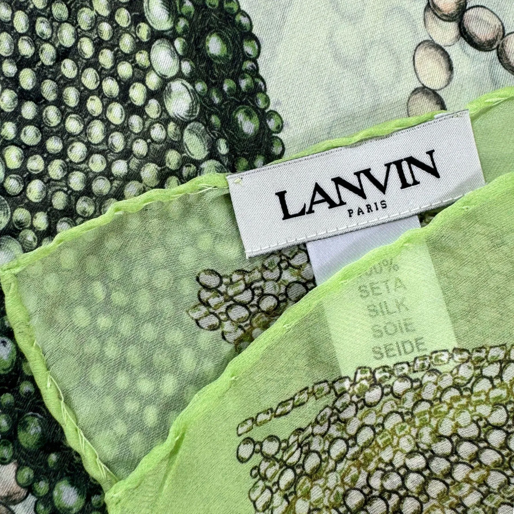 Lanvin Scarf Curb Laces Green - Chiffon Silk Shawl - New Collection