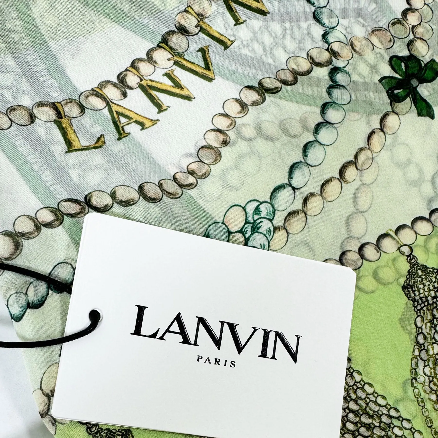 Lanvin Scarf Curb Laces Green - Chiffon Silk Shawl - New Collection